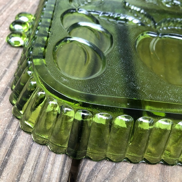 Vintage 1960's Indiana Glass Co. 5 part Relish Dish Olive Green - Picture 6 of 6